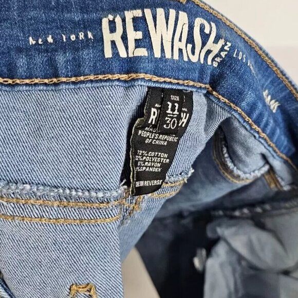 Rewash Brand Denim Shorts High Rise Distressed Button Fly Shorts, 11/30 - Picture 7 of 9